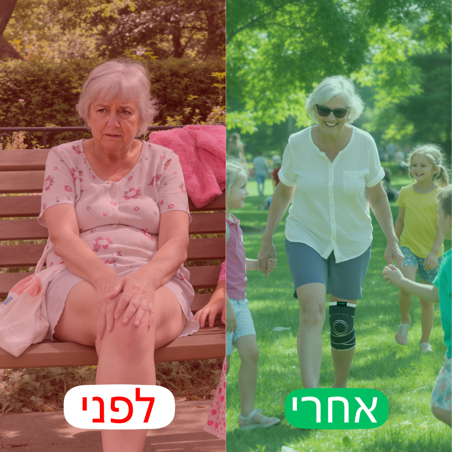מגן ברך + חבילת 30 מדבקות להקלה על הכאבים מתנה!